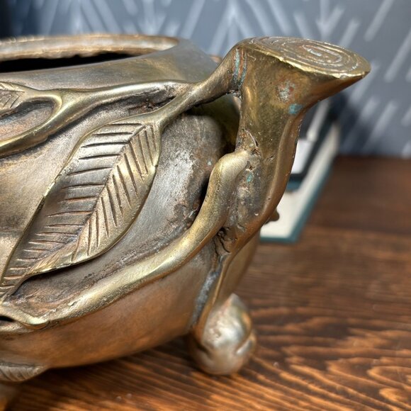 Vintage Chinese Peach Form Incense Burner with Qianlong Mark Tripod Censer - Picture 13 of 17